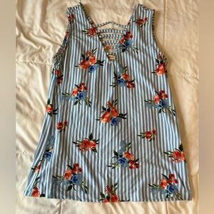Wishful park small blue and white striped floral tank, never worn. Very soft. H
